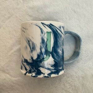 Blue and white marble J mug - Anthropologie - brand new never used with tags
